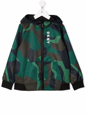 Dkny Kids camouflage-print hooded jacket - Green