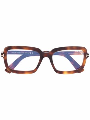 TOM FORD Eyewear tortoiseshell-effect square-frame glasses - Brown