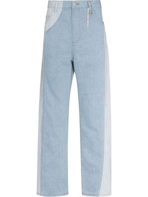 Feng Chen Wang patchwork-design wide-leg jeans - Blue