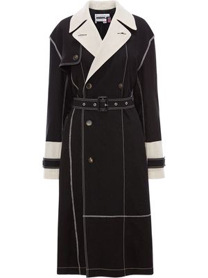 JW Anderson contrast stitching belted trench coat - Black