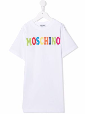 Moschino Kids logo-print T-shirt dress - White