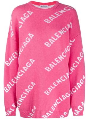 Balenciaga all-over logo-print jumper - Pink