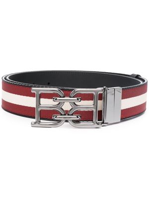 Bally B-Chain buckled striped belt - Red