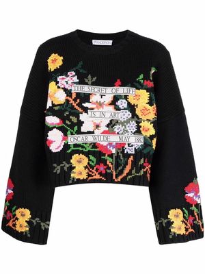 JW Anderson floral-intarsia jumper - Black