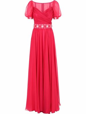 Dolce & Gabbana gathered-detail short-sleeve dress - Pink