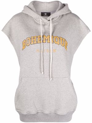 Maison Bohemique logo-print short-sleeved hoodie - Grey