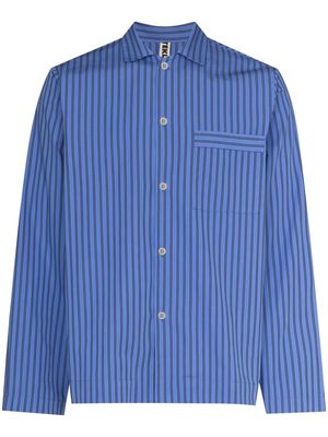TEKLA striped poplin pajama shirt - Blue