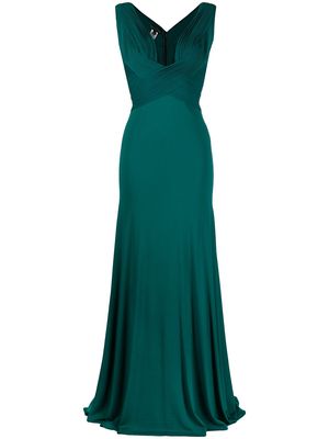 Herve L. Leroux draped fishtail gown - Green
