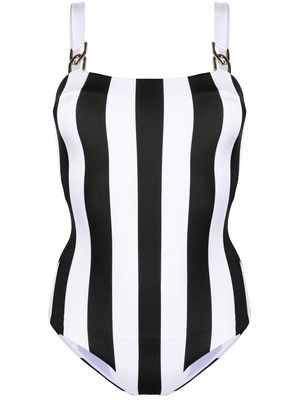 Balmain two-tone striped swimsuit - White
