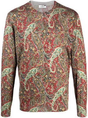 ETRO paisley-print fine-knit jumper - Red