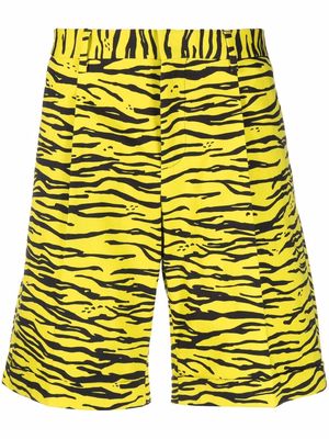 Moschino zebra-print track shorts - Yellow