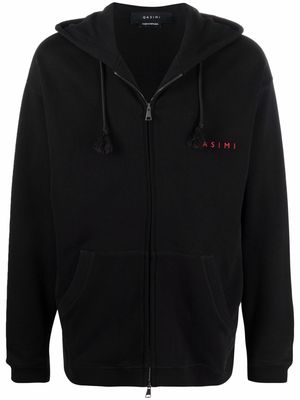 Qasimi embroidered logo slogan hoodie - Black