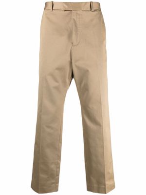 OAMC straight-leg cropped cotton trousers - Neutrals