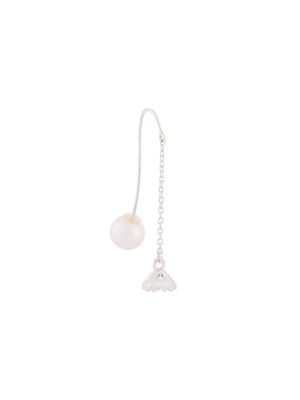 E.M. crystal and pearl drop chain earring - Metallic