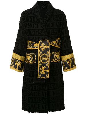 Versace Barocco trim bathrobe - Black