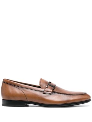 Tod's logo-plaque leather loafers - Brown