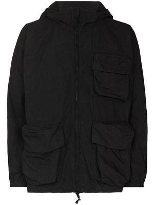 Snow Peak Indigo hooded parka coat - Black