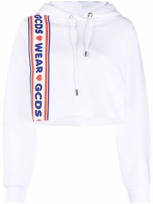 Gcds logo-print cropped hoodie - White