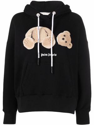 Palm Angels bear logo print hoodie - Black