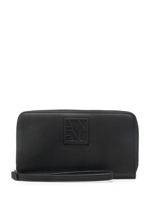 Armani Exchange logo-plaque zip-up purse - Black