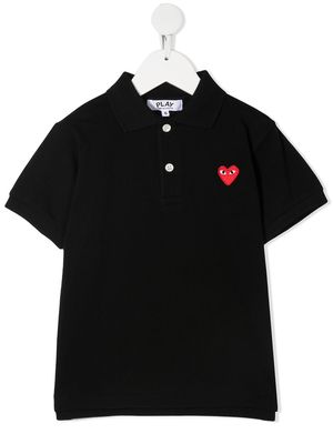 Comme Des Garçons Play Kids heart logo patch polo shirt - Black