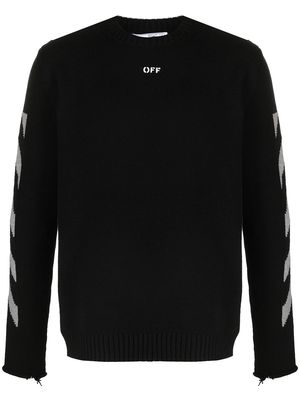 Off-White logo-print striped jumper - Black