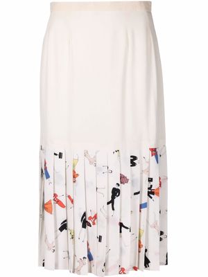 Chanel Pre-Owned 1990s Mademoiselle print pleated skirt - Neutrals