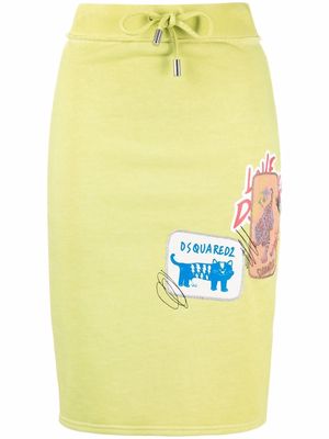 Dsquared2 logo patch cotton midi skirt - Green