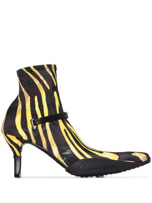 Marine Serre zebra print 80mm ankle boots - Black