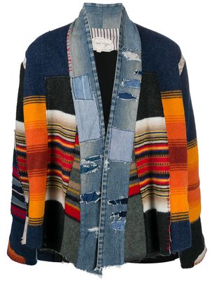 Greg Lauren patchwork kimono jacket - Blue