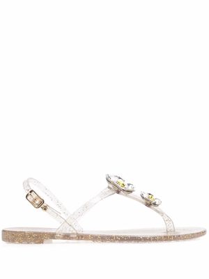 Casadei Jelly floral-appliqué thong sandals - White