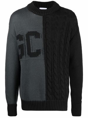 Gcds logo-printed cable-knit jumper - Black