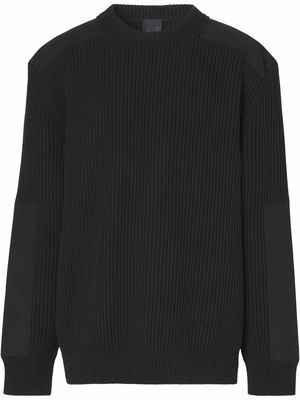 Burberry panel-detail ribbed-knit jumper - Black