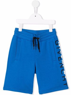 Givenchy Kids embroidered-logo shorts - Blue