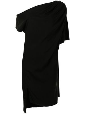 Lisa Von Tang drapery asymmetric midi dress - Black