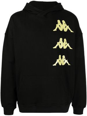Kappa logo print jersey hoodie - Black