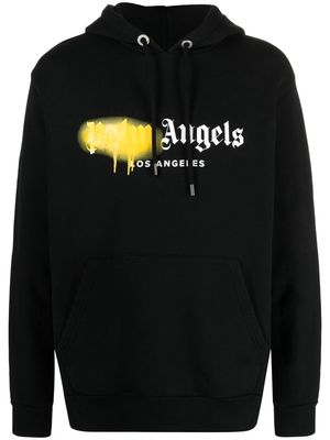 Palm Angels sprayed logo-print hoodie - Black