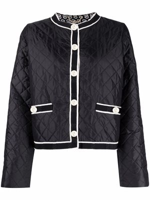 Salvatore Ferragamo quilted logo trim cropped jacket - Black