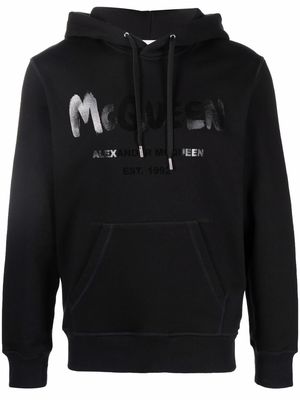Alexander McQueen graffiti logo-print hoodie - Black