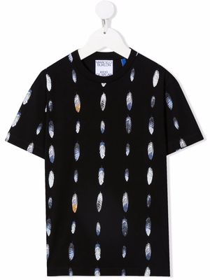 Marcelo Burlon County Of Milan Kids feather-print cotton T-Shirt - Black