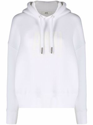 AMI Paris logo-print drawstring hoodie - White