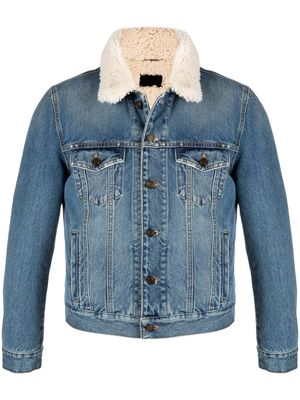Saint Laurent shearling lined denim jacket - Blue