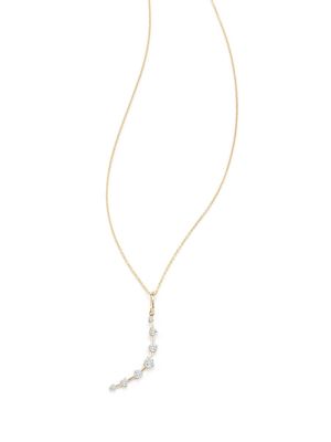 Jade Trau 18kt yellow gold diamond crescent pendant necklace