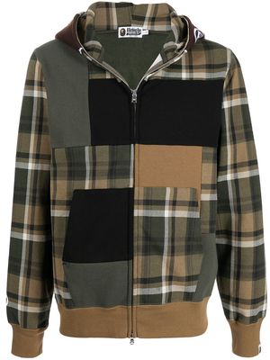 A BATHING APE® patchwork zip hoodie - Brown