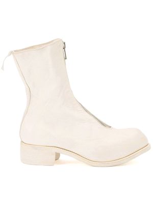 Guidi front-zip ankle boots - White