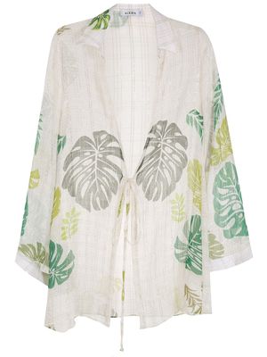 Amir Slama palm leaf print beach shirt - Neutrals
