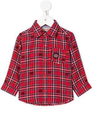 Miki House checked long-sleeve shirt - Red