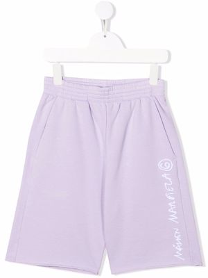 MM6 Maison Margiela Kids logo-print track shorts - Purple