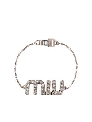 Miu Miu crystal-embellished logo bracelet - Silver