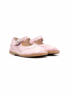 Douuod Kids contrast-stitching leather ballerinas - Pink